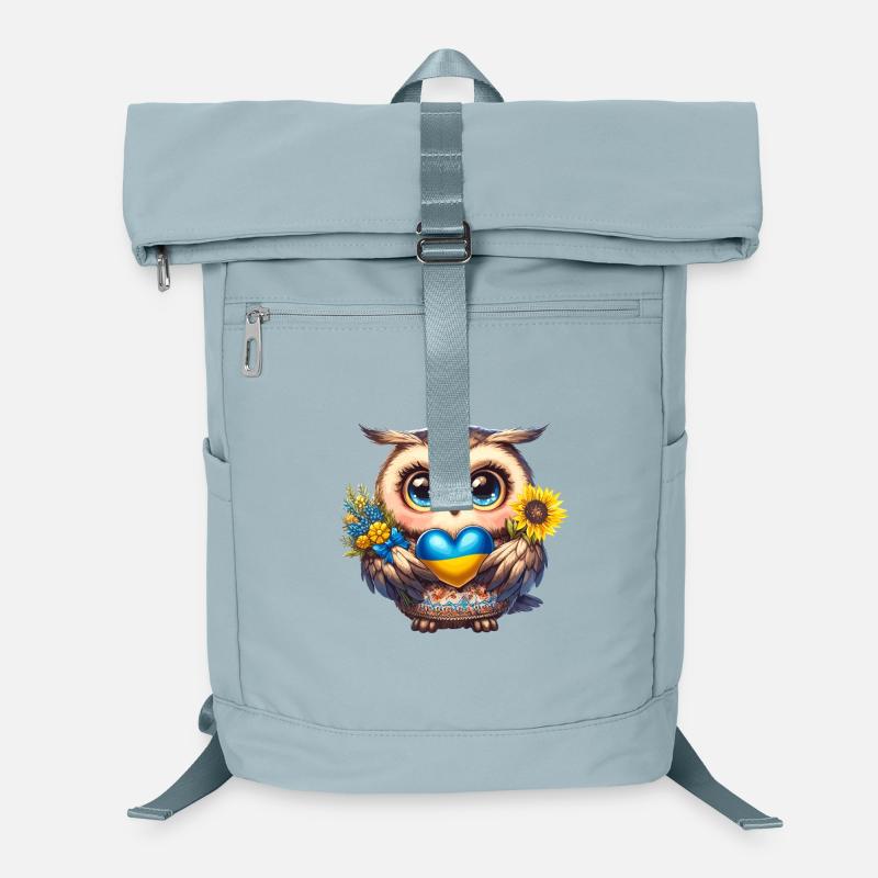 Cute owl with a blue yellow heart - Laptop Backpack - ice blue
