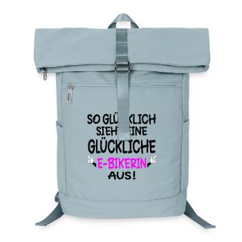 GLÜCKLICHE E-BIKE - FAHRRADFAHRERIN RAD - Laptop-Rucksack  - Eisblau - Vorne