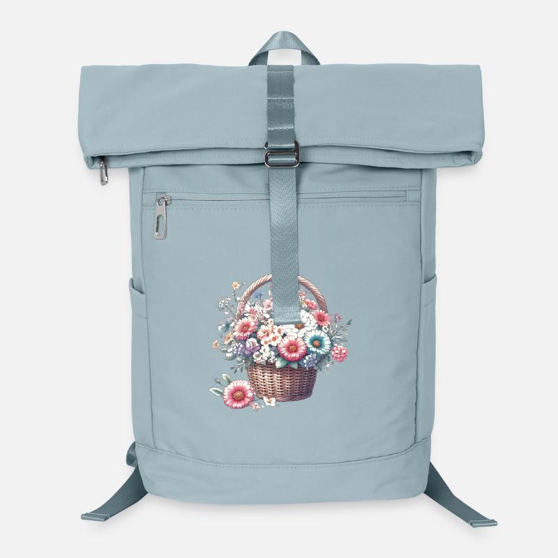 Panier somptueusement rempli de fleurs pastel Sac à dos ordinateur