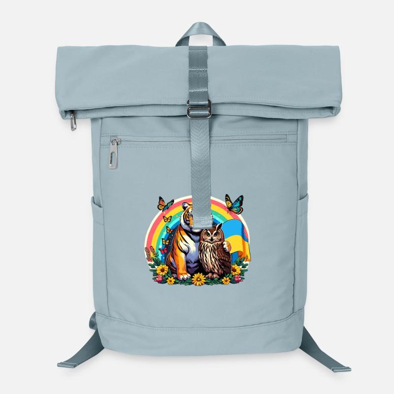 Tiger Eule Regenbogen Laptop-Rucksack 