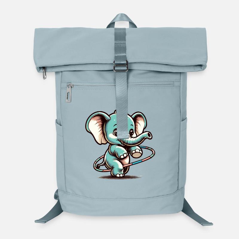 Éléphant de dessin animé mignon avec hubs hula Sac à dos ordinateur