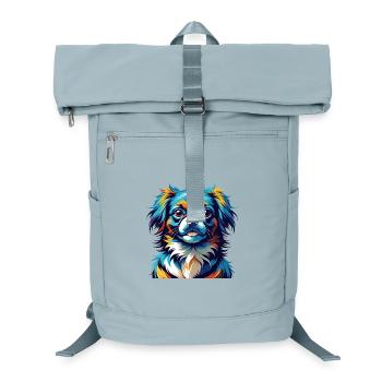 Épagneul tibétain chien race Dessin animé coloré Kawaii - Sac à dos ordinateur - bleu glacier - Devant