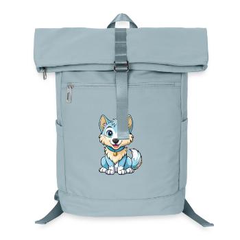 Arctic Wolf Cute Cartoon Character Kawaii Clipart - Laptop Backpack - ice blue - Front