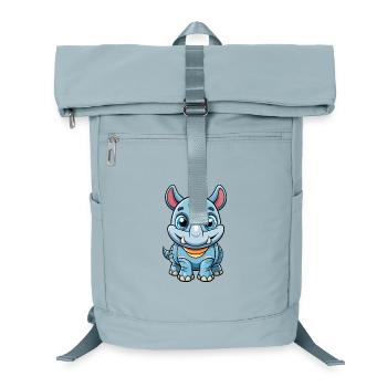 Rhino Cute Cartoon Character Kawaii Clipart - Laptop Backpack - ice blue - Front