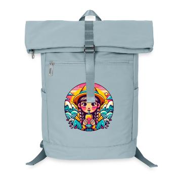 Retro Mädchen Trinken Pop Illustration - Laptop-Rucksack  - Eisblau - Vorne