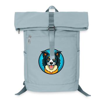 Border Collie Hund Bunte Kawaii Cartoon Clipart - Laptop-Rucksack  - Eisblau - Vorne