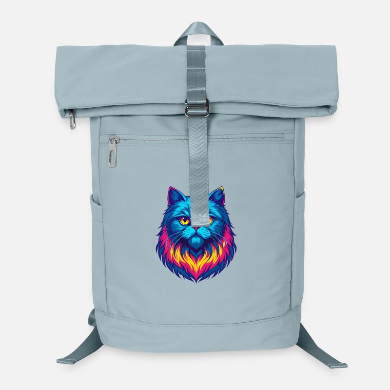Chat persan à poil long blanc, dessin animé kawaii Sac à dos ordinateur
