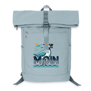 Moin - North German, Low German with a cool seagull - Laptop Backpack - ice blue - Front