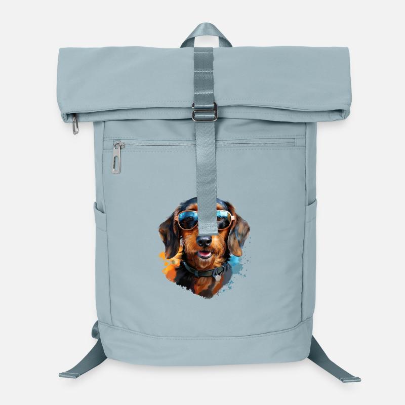 Teckel à poil dur avec lunettes de soleil Sac à dos ordinateur