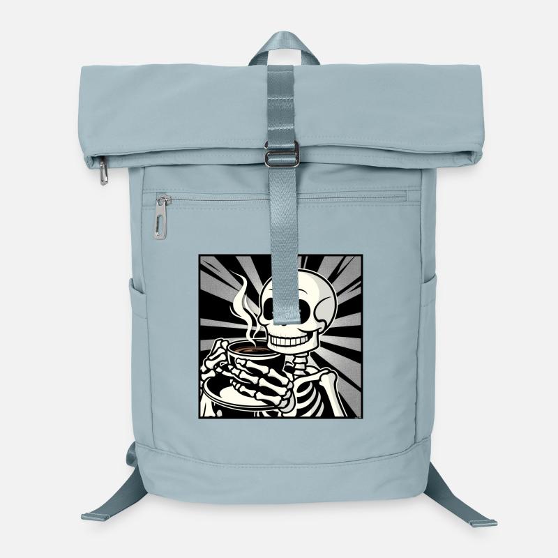 Skelett beim Kaffee genießen Laptop-Rucksack 