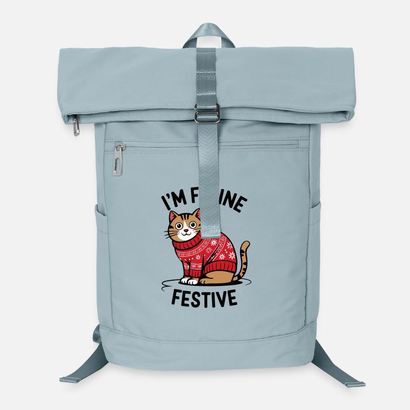 Festive Cat with Christmas Sweater Laptop Backpack
