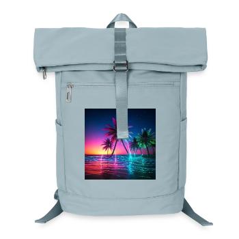 Neon Palmen Strand Nacht - Laptop-Rucksack  - Eisblau - Vorne