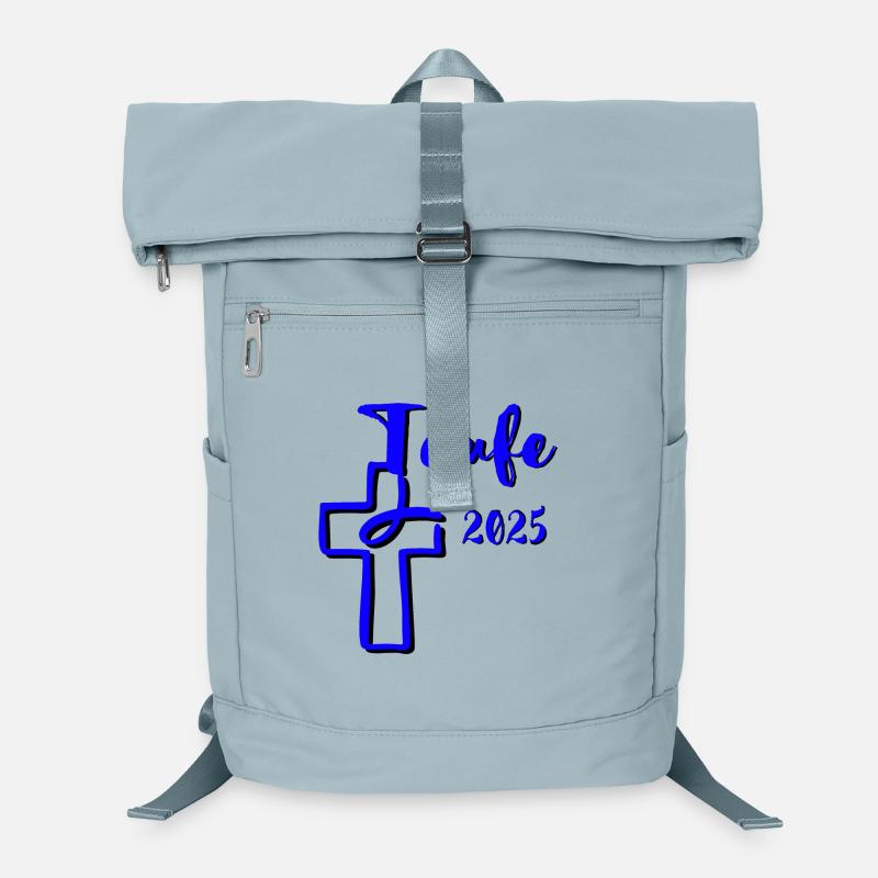 baptême 2025 trempettes de poisson en croix bleu contraste Sac à dos ordinateur