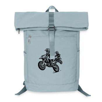 Motocross en famille - Conception père et enfant - Sac à dos ordinateur - bleu glacier - Devant