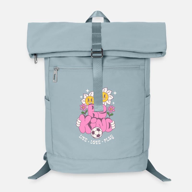 Be Kind – Fußball & Blumen Retro Look Laptop-Rucksack 