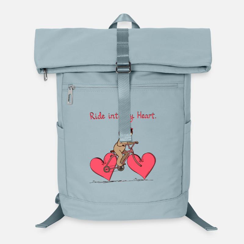 Sloth Riding Heart-Shaped Bicycle Valentine's Day Laptop Backpack