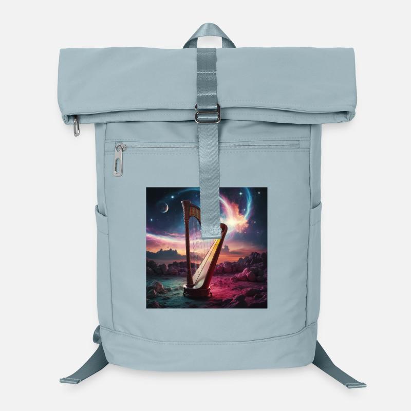 Mystische Harfe Im Kosmischen Sternenhimmel Laptop-Rucksack 