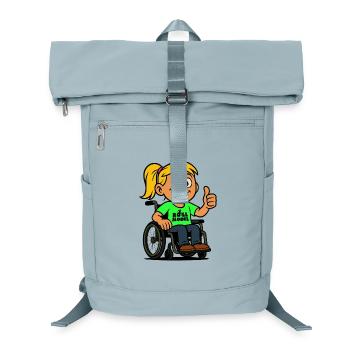 Lolla role model of wheelchair users. Wheelchair # - Laptop Backpack - ice blue - Front