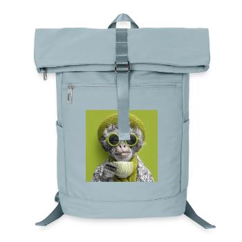 Stylisher Affe mit Sonennbrille und Kaffeetasse - Laptop-Rucksack  - Eisblau - Vorne