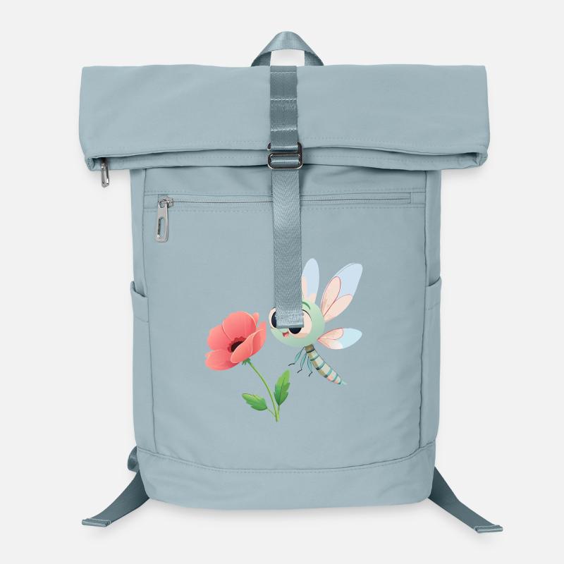 Baby Bunte Libelle in der Nähe einer Blume (v02) Laptop-Rucksack 