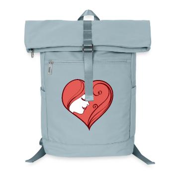 Illustration de coeur avec un visage féminin rêveur - Sac à dos ordinateur - bleu glacier - Devant