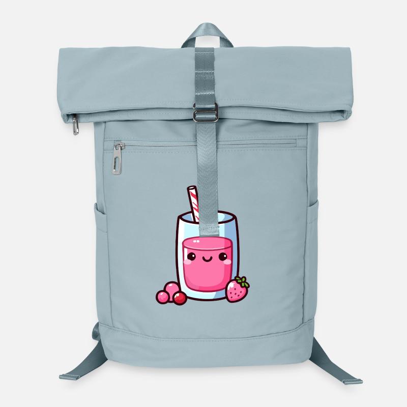 Kawaii Pink Fruit Juice Illustration - Laptop Backpack - ice blue