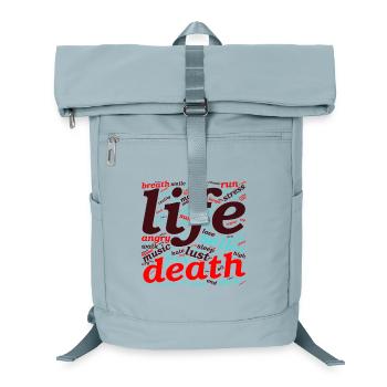 Life & Death – Wortkunst zwischen Himmel und Hölle - Laptop-Rucksack  - Eisblau - Vorne