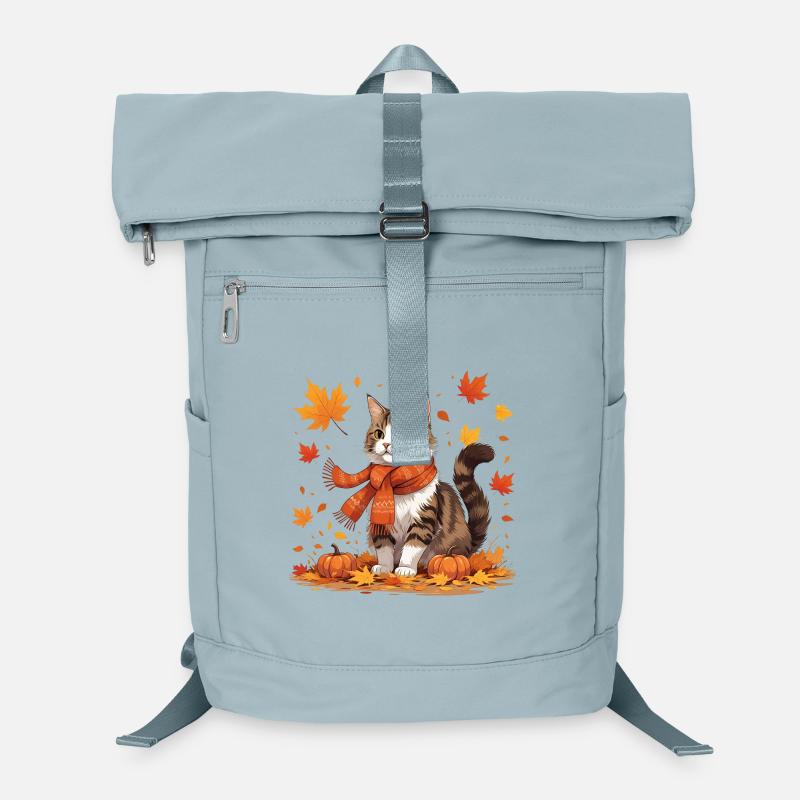 Chat d’automne avec des citrouilles Sac à dos ordinateur