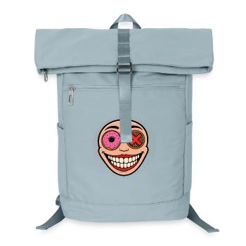Lächelndes Maskottchen mit Donut und Kake - Laptop-Rucksack  - Eisblau - Vorne