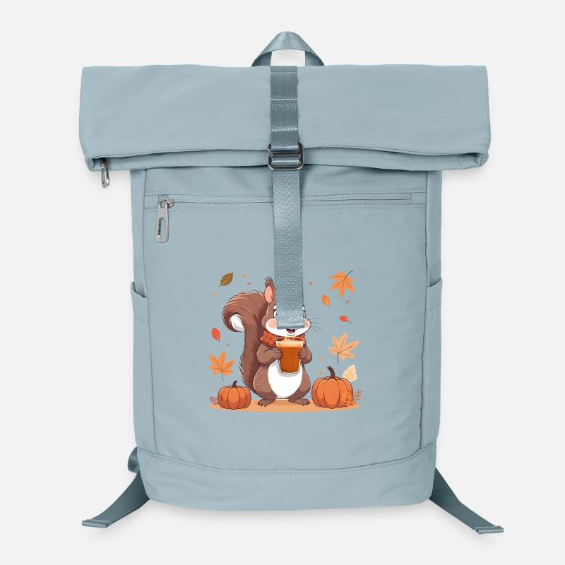Cute squirrel with pumpkin spice latte autumn Laptop Backpack