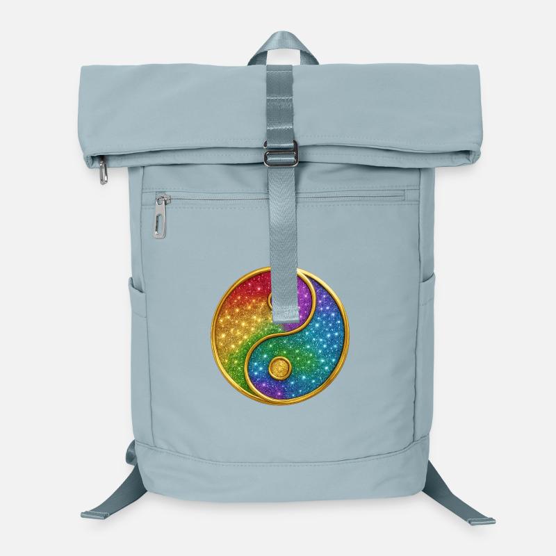 Regenbogen-Yin-Yang mit funkelnden Sternen Laptop-Rucksack 