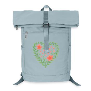Blumenherz mit zarten roten Blüten - Laptop-Rucksack  - Eisblau - Vorne