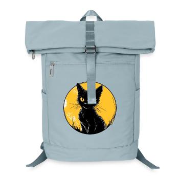 Golden Moonlit Feline Cat Illustration - Laptop Backpack - ice blue - Front