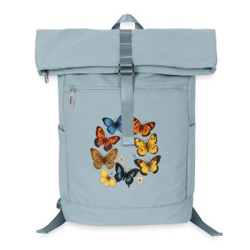 Colorful butterflies on a black background - Laptop Backpack - ice blue - Front