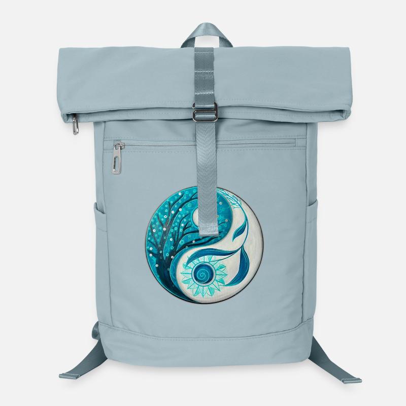 Yin Yang mit Baum und Spirale Laptop-Rucksack 