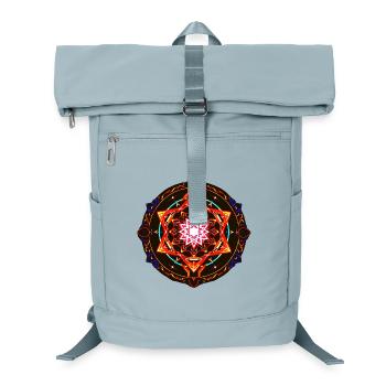 Kosmisches Feuer-Mandala – Heilige geometrische Energiekunst - Laptop-Rucksack  - Eisblau - Vorne