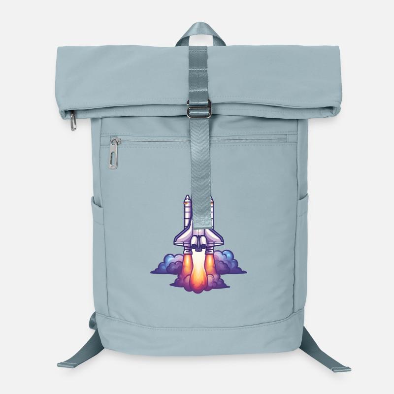 Cartoon rocket in flight Laptop Backpack