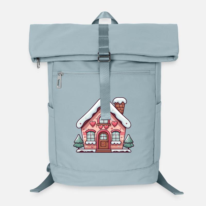 Herz Lebkuchenhaus Verschneiter Charme - Laptop-Rucksack  - Eisblau