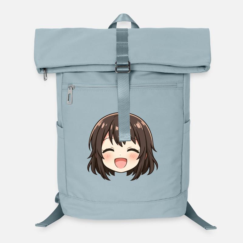 Chibi Gesicht Braunes Lächeln Laptop-Rucksack 