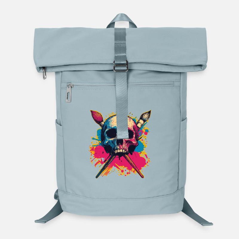 Schädel und gekreuzte Pinsel Laptop-Rucksack 