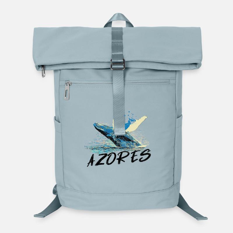 Blue Abstract Wave with Humpback Whale Laptop Backpack