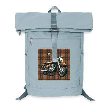 Retro Bike + Plaid Background - Laptop Backpack - ice blue - Front