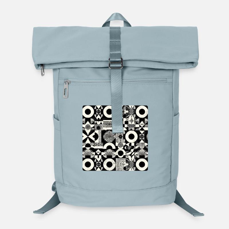 Géométrie abstraite à motif noir et blanc Sac à dos ordinateur