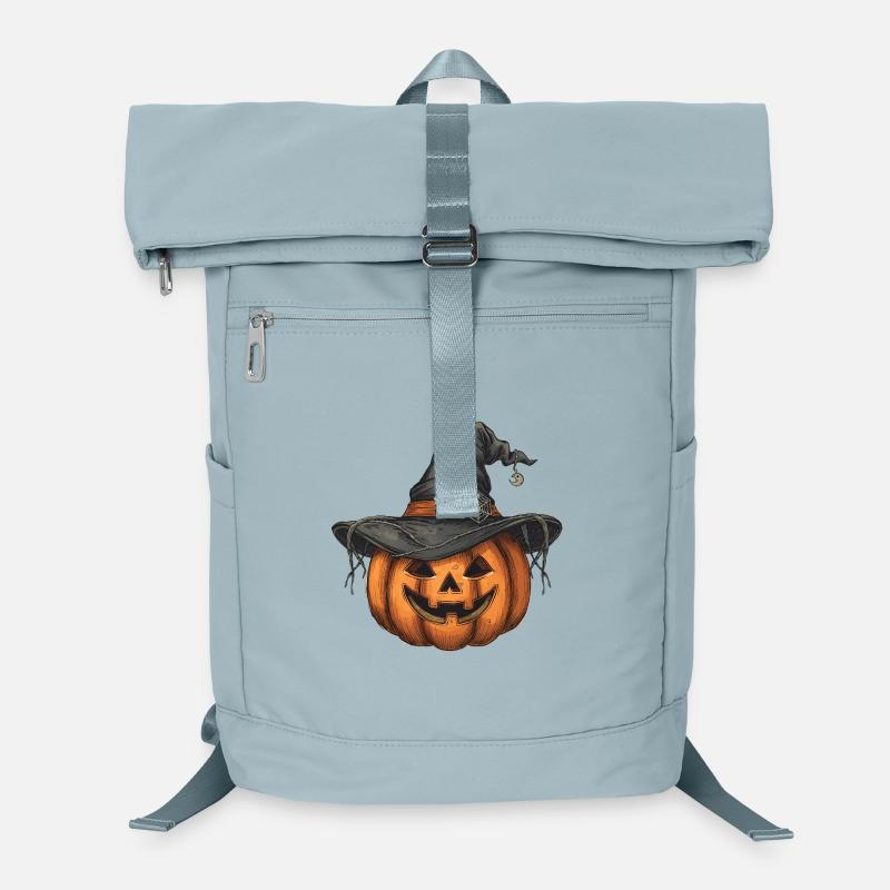 Citrouille d’Halloween avec chapeau de sorcière - Sac à dos ordinateur - bleu glacier