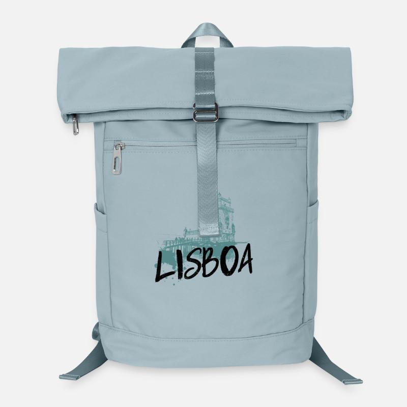 Belem Tower in Lisbon, Turquoise Silhouette Laptop Backpack