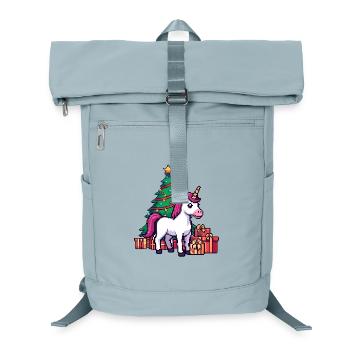 Pixel Unicorn & Christmas Tree Retro Art - Laptop Backpack - ice blue - Front
