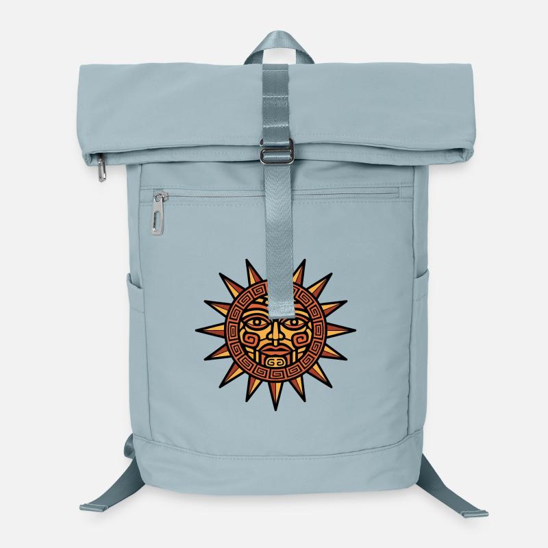 Aztec Sun Face Geometric Emblem Laptop Backpack