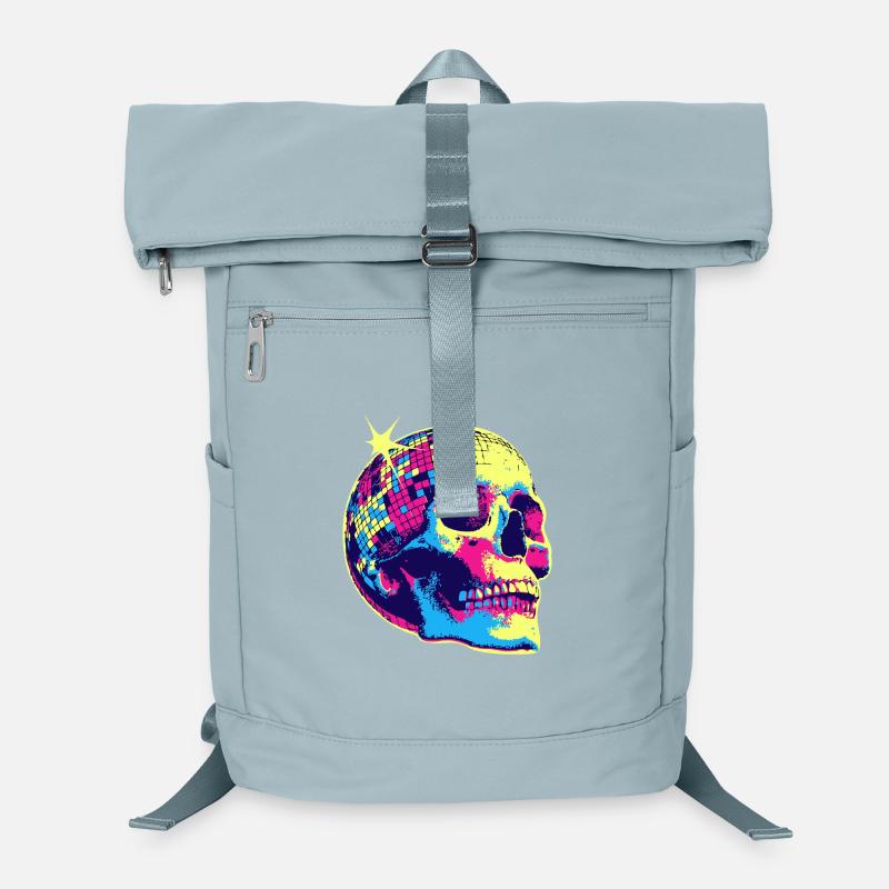 Neon Disco Totenschädel Laptop-Rucksack 