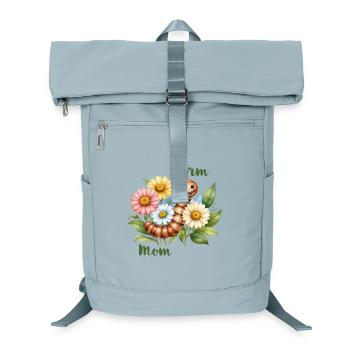Worm Mom – Regenwurm in Blumen, Aquarell - Laptop-Rucksack  - Eisblau - Vorne