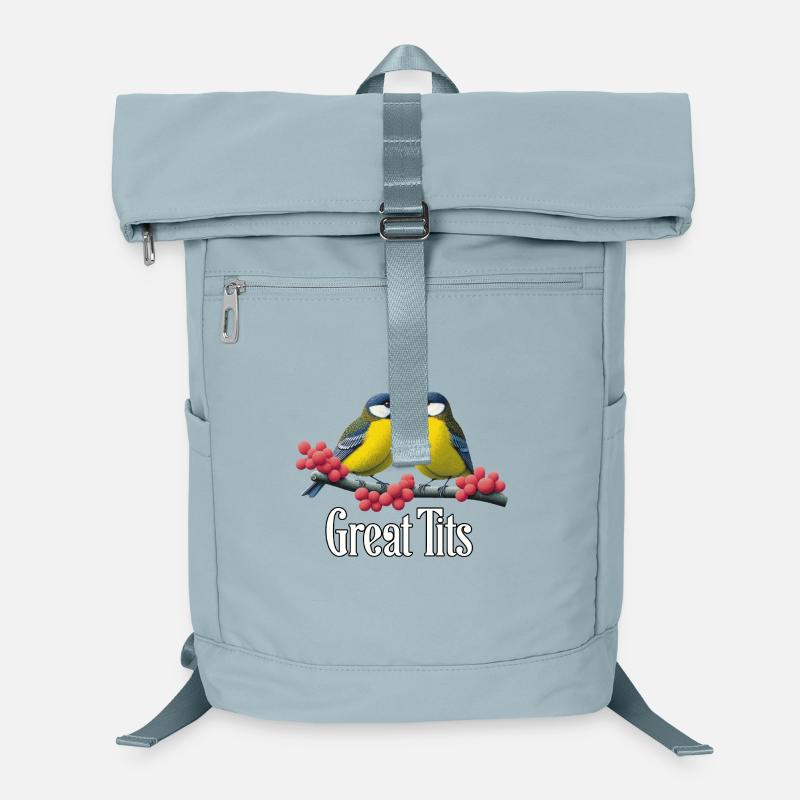 Great Tits Duo on Red Berries Laptop Backpack